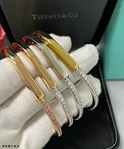 Tiffany Lock Bangle in Yellow/Rose/White and White Gold with Half Pavé Diamonds - 2