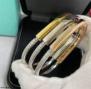 Tiffany Lock Bangle in Yellow/Rose/White and White Gold with Half Pavé Diamonds - 1