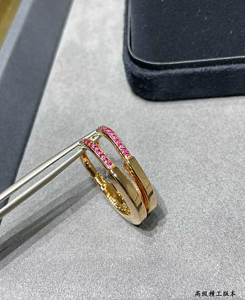 Tiffany Lock Small Earrings in Rose Gold with Pink Sapphires
