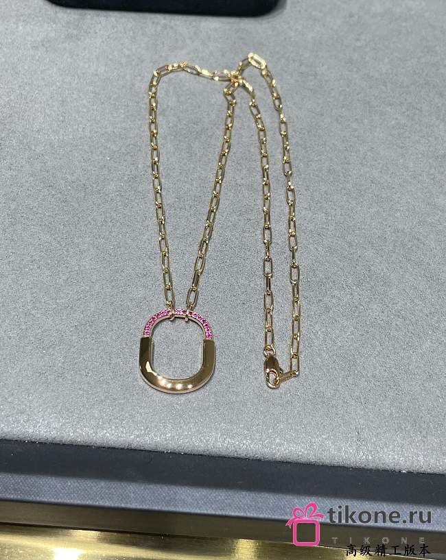 Tiffany Lock Medium Pendant in Rose Gold with Pink Sapphires - 1