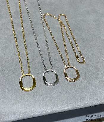 Tiffany Lock Pendant in Yellow/Rose/White Gold with Diamonds Medium