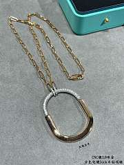 Tiffany Lock Pendant in Yellow/Rose/White and White Gold with Diamonds Extra Large - 2