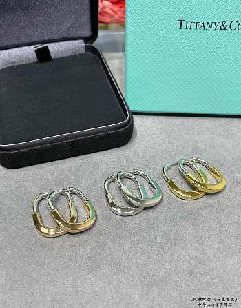 Tiffany Lock Earrings in Yellow/Rose/White and White Gold with Diamonds Medium