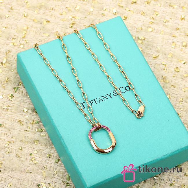 Tiffany Lock Small Pendant in Rose Gold with Pink Sapphires - 1