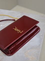 YSL Cassandre Phone Holder In Patent Leather In Burgundy - 18.5x11x2.5cm - 3