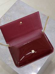 YSL Cassandre Phone Holder In Patent Leather In Burgundy - 18.5x11x2.5cm - 5