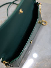 YSL Cassandre Phone Holder In Patent Leather In Green - 18.5x11x2.5cm - 6