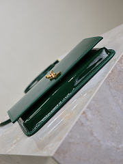 YSL Cassandre Phone Holder In Patent Leather In Green - 18.5x11x2.5cm - 2