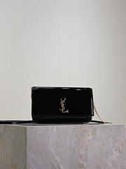 YSL Cassandre Phone Holder In Patent Leather In Black - 18.5x11x2.5cm - 5