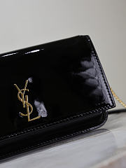 YSL Cassandre Phone Holder In Patent Leather In Black - 18.5x11x2.5cm - 3