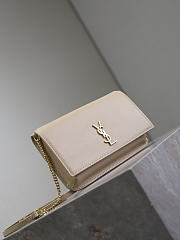 YSL Cassandre Phone Holder In Smooth Leather In Beige - 18.5x11x2.5cm - 2