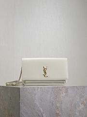 YSL Cassandre Phone Holder In Smooth Leather In White - 18.5x11x2.5cm - 1