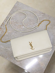 YSL Cassandre Phone Holder In Smooth Leather In White - 18.5x11x2.5cm - 4