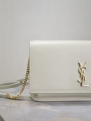 YSL Cassandre Phone Holder In Smooth Leather In White - 18.5x11x2.5cm - 3