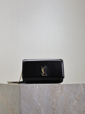 YSL Cassandre Phone Holder In Smooth Leather In Black - 18.5x11x2.5cm