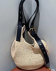 Loewe Small Punch Hole Hobo In Raffia And Calfskin Beige - 43x40x40cm - 1