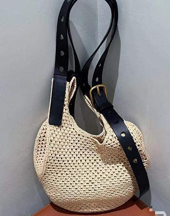 Loewe Small Punch Hole Hobo In Raffia And Calfskin Beige - 43x40x40cm