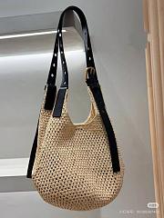 Loewe Small Punch Hole Hobo In Raffia And Calfskin Beige - 43x40x40cm - 4