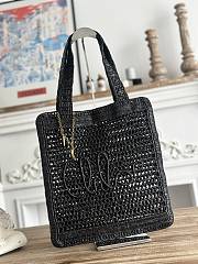Chloe Summer Banana Tote Bag In Raffia Black - 37x33x2cm - 3