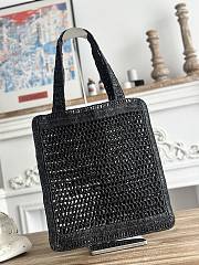 Chloe Summer Banana Tote Bag In Raffia Black - 37x33x2cm - 4