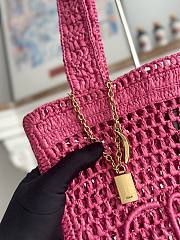 Chloe Summer Banana Tote Bag In Raffia Pink - 37x33x2cm - 5