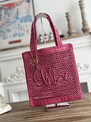 Chloe Summer Banana Tote Bag In Raffia Pink - 37x33x2cm - 4