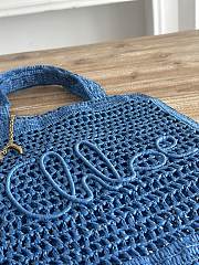 Chloe Summer Banana Tote Bag In Raffia Blue - 37x33x2cm - 5