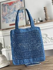 Chloe Summer Banana Tote Bag In Raffia Blue - 37x33x2cm - 4