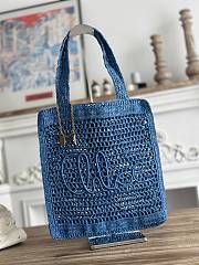 Chloe Summer Banana Tote Bag In Raffia Blue - 37x33x2cm - 3