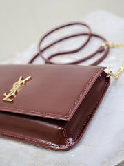 YSL Cassandre Phone Holder In Smooth Leather In Burgundy - 18.5x11x2.5cm - 4
