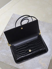 YSL Cassandre Phone Holder In Shiny Crocodile-Embossed Leather In Black - 18.5x11x2.5cm - 5