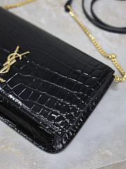 YSL Cassandre Phone Holder In Shiny Crocodile-Embossed Leather In Black - 18.5x11x2.5cm - 3