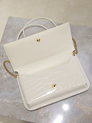 YSL Cassandre Phone Holder In Shiny Crocodile-Embossed Leather In White - 18.5x11x2.5cm - 4