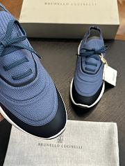 Brunello Cucinelli Techno Cotton Knit Runners With Heat-Bonded Details Blue (CIK60) - 3