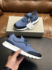 Brunello Cucinelli Techno Cotton Knit Runners With Heat-Bonded Details Blue (CIK60) - 5