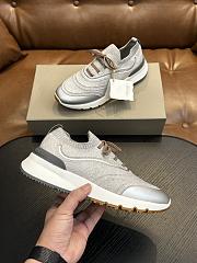 Brunello Cucinelli Techno Cotton Knit Runners With Heat-Bonded Details Blue Light Grey (CRG32) - 1