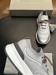 Brunello Cucinelli Techno Cotton Knit Runners With Heat-Bonded Details Blue Light Grey (CRG32) - 4