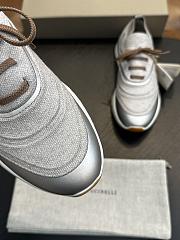 Brunello Cucinelli Techno Cotton Knit Runners With Heat-Bonded Details Blue Light Grey (CRG32) - 5