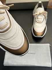Brunello Cucinelli Techno Cotton Knit Runners With Heat-Bonded Details Ecru (CML37) - 3