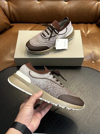 Brunello Cucinelli Techno Cotton Knit Runners With Heat-Bonded Details Brown (CIZ16)