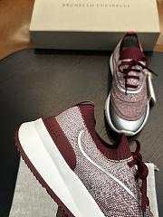 Brunello Cucinelli Techno Cotton Knit Runners With Heat-Bonded Details Burgundy - 4