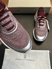 Brunello Cucinelli Techno Cotton Knit Runners With Heat-Bonded Details Burgundy - 3