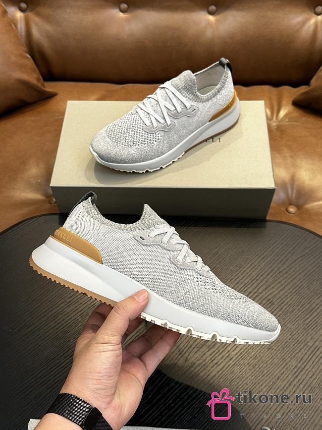 Brunello Cucinelli Cotton Chine Knit Runners Grey (CJN33) - 1