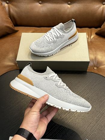 Brunello Cucinelli Cotton Chine Knit Runners Grey (CJN33)