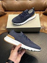 Brunello Cucinelli Cotton Chine Knit Runners Azure (CO250) - 4