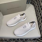 Brunello Cucinelli Knit Slip-on Runners with Logo White - 5