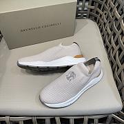 Brunello Cucinelli Knit Slip-on Runners with Logo White - 3