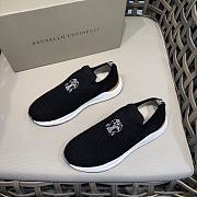 Brunello Cucinelli Knit Slip-on Runners with Logo Black - 3