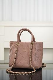 Chanel Small Shopping Bag Grained Calfskin & Gold-Tone Metal Brown - 25x19x12cm - 4