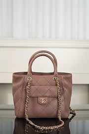 Chanel Small Shopping Bag Grained Calfskin & Gold-Tone Metal Brown - 25x19x12cm - 5